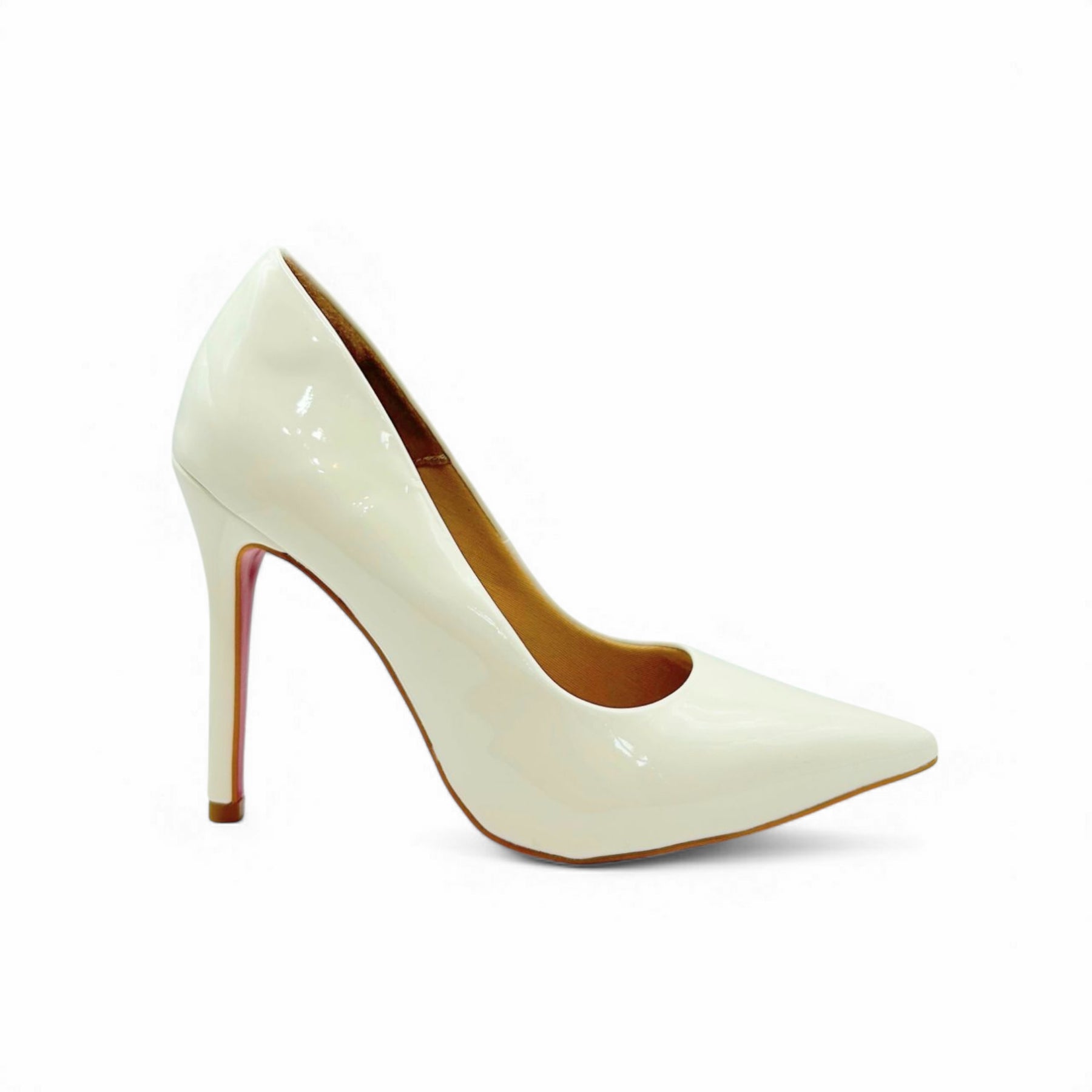 Scarpin Off White Verniz com Sola Vermelha Salto Alto - Lilian Soares