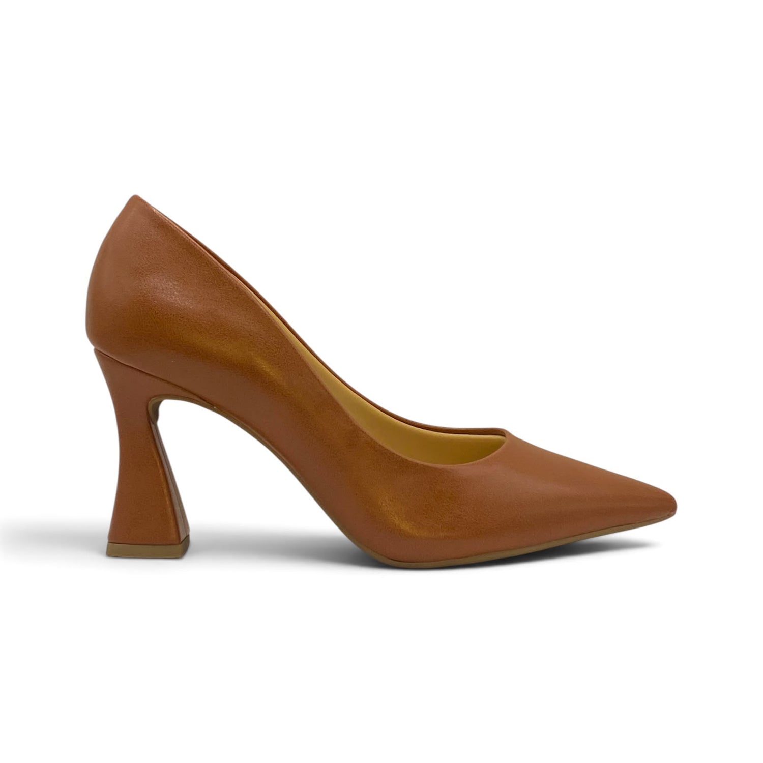 Scarpin Caramelo Mocha Salto Bloco Geométrico