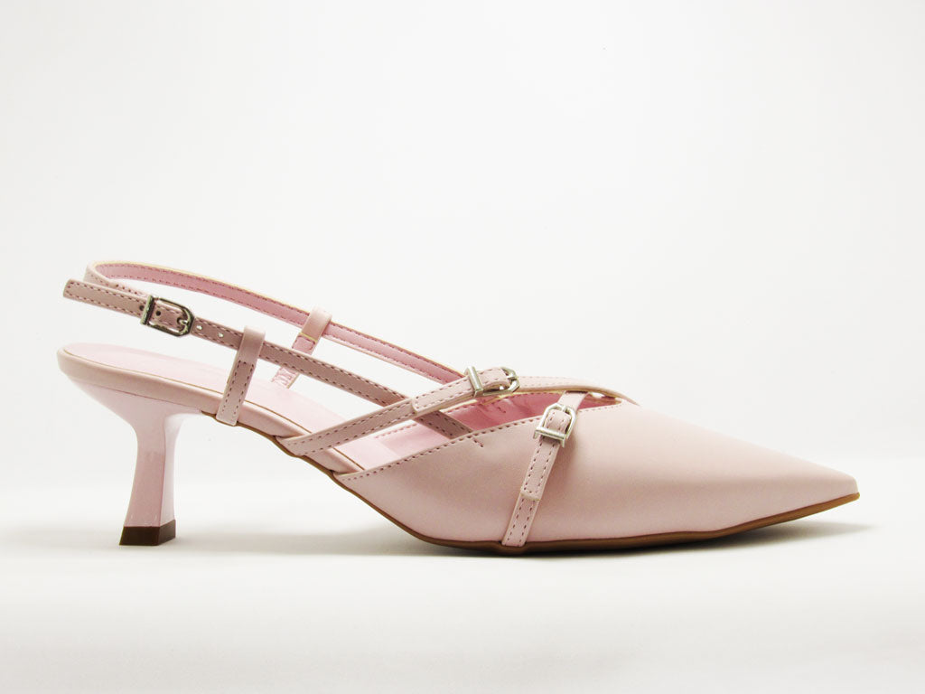 Scarpin Slingback Rosa Salto Baixo - Lilian Soares