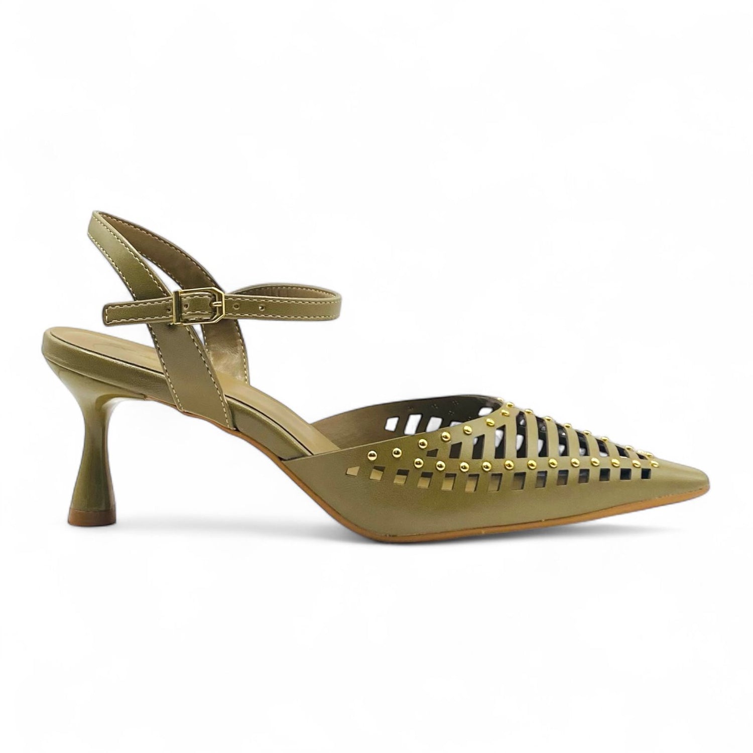 Slingback Verde Oliva com Recortes a Laser - Lilian Soares