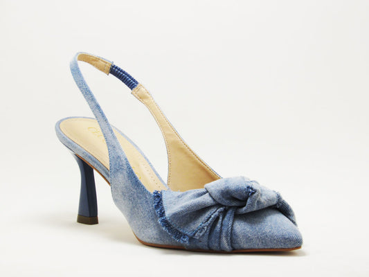 Scarpin Slingback Jeans com Laço Cecconello - Lilian Soares