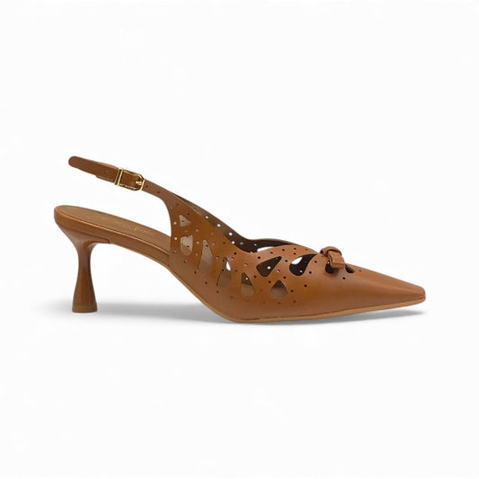 Slingback Caramelo com Recortes a Laser - Lilian Soares