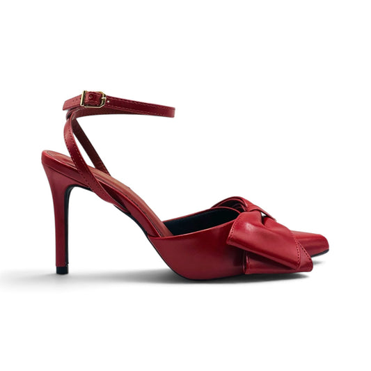 Scarpin Slingback Vermelho Cereja com Laço