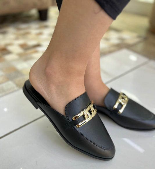 Mule Preta com Fivela - Lilian Soares