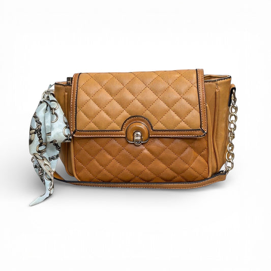 Bolsa Caramelo com Metalassê e Lenço - Lilian Soares