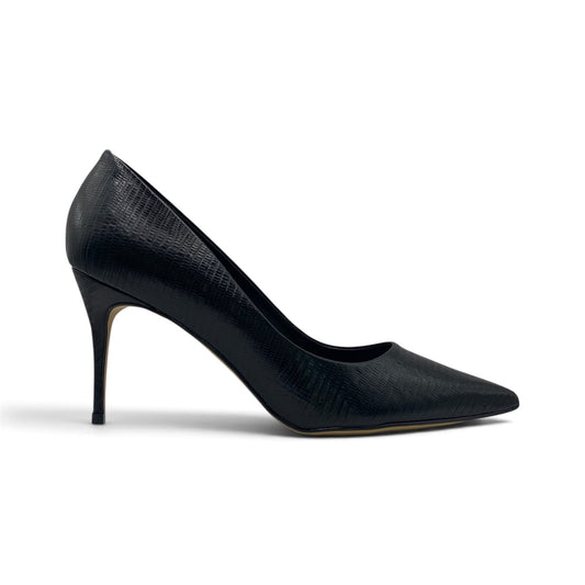 Scarpin Premium Preto Texturizado em Couro Lilian Soares