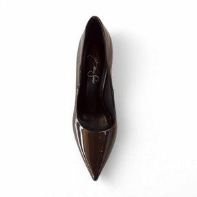 Scarpin Marrom Escuro  Verniz Salto Alto - Lilian Soares
