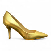 Scarpin Dourado em Couro Salto Baixo Premium - Lilian Soares