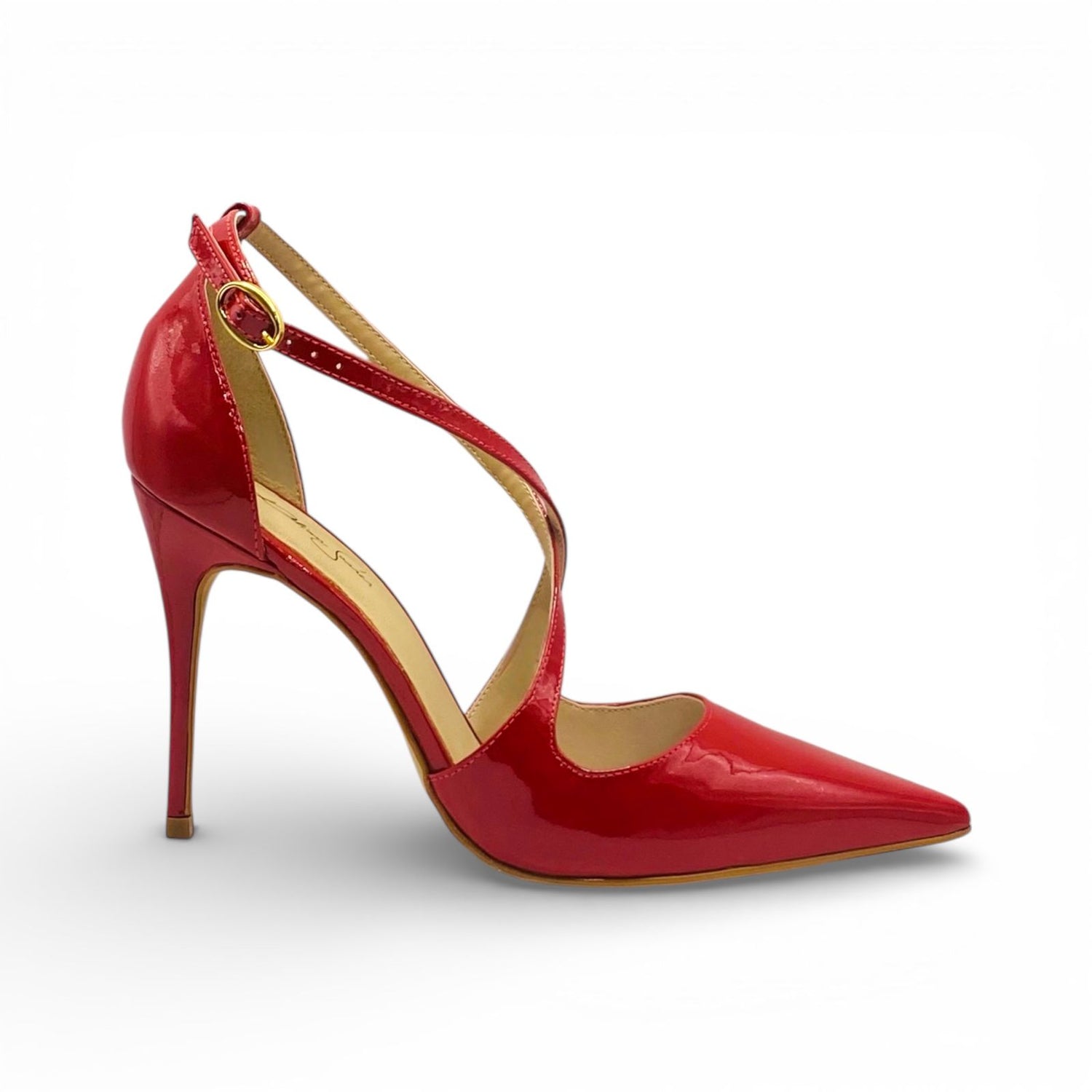 Scarpin Vermelho Verniz Tiras Cruzadas Premium Lilian Soares