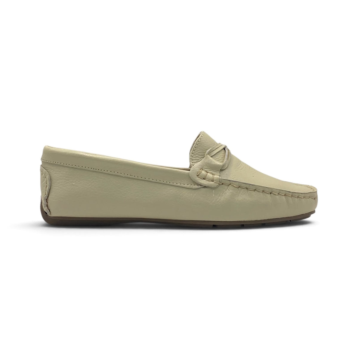 Mocassim Off White em Couro Legítimo Lilian Soares