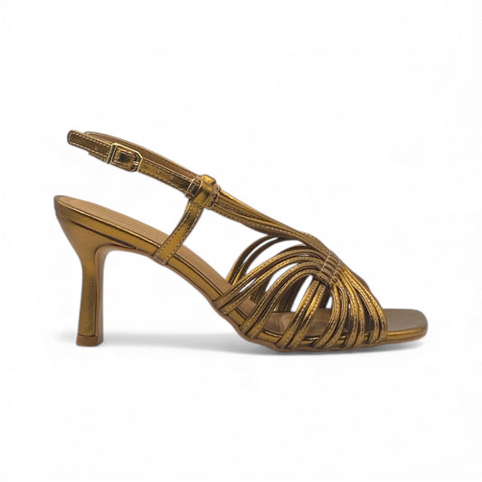 Sandália Bronze Salto Geométrico - Lilian Soares
