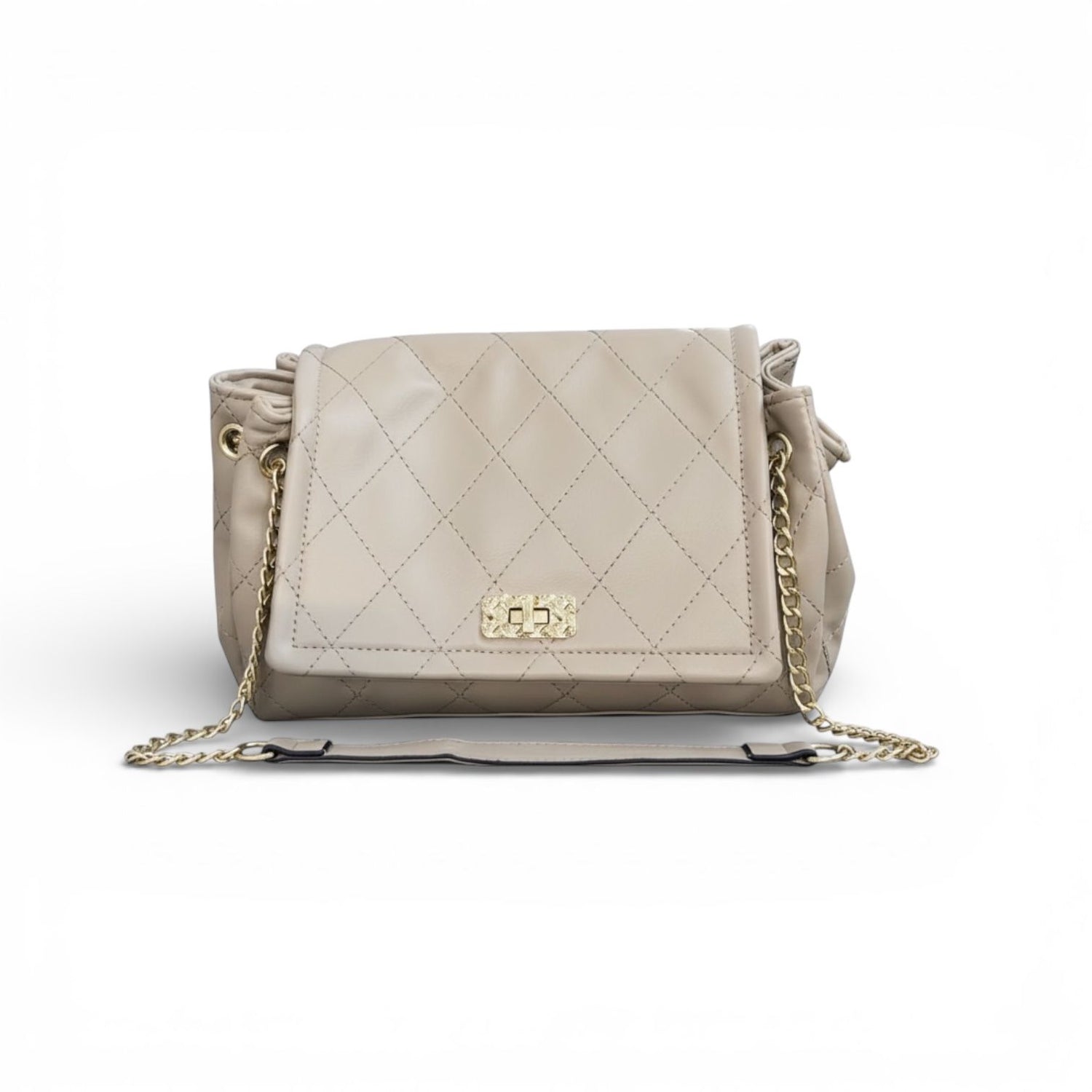 Bolsa Cinza Taupe em Matelassê com Correntes - Lilian Soares