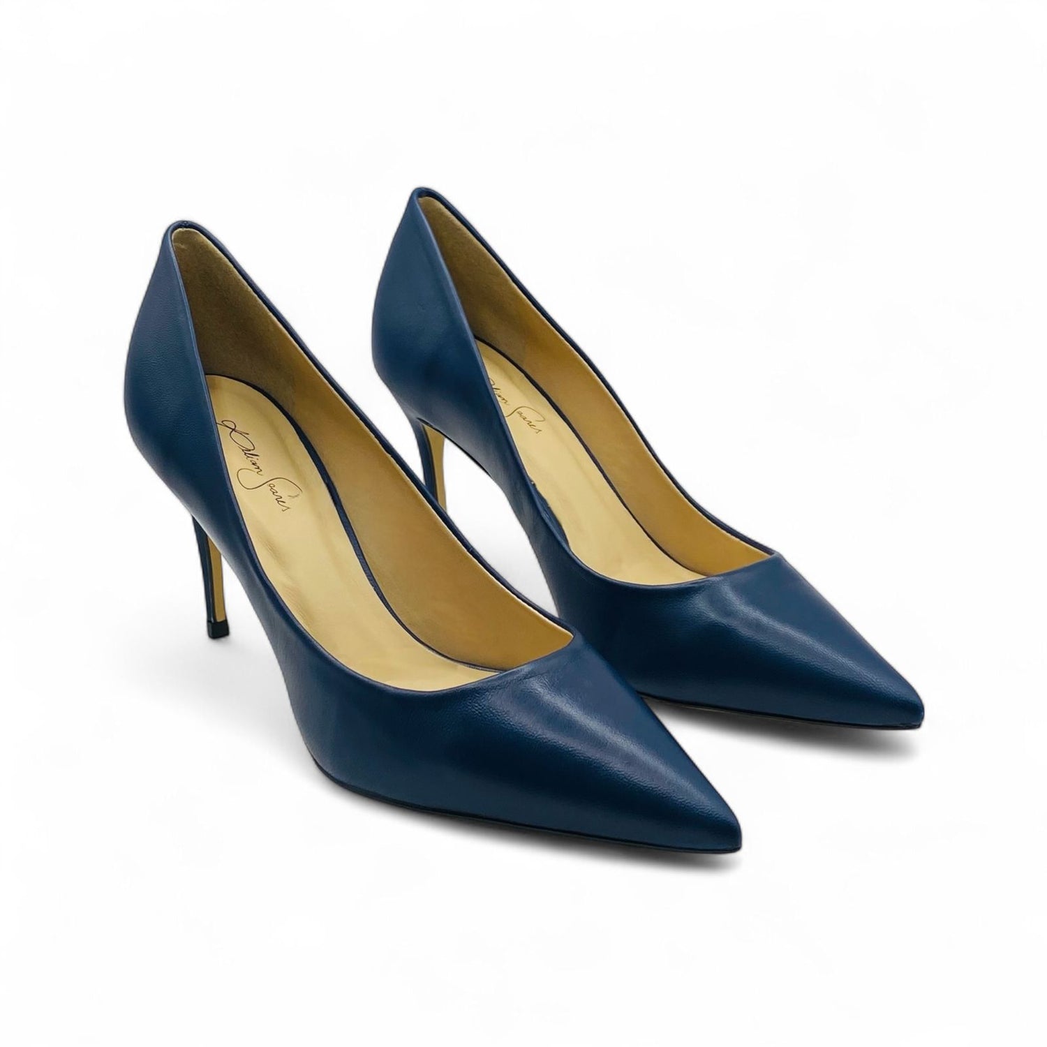 Scarpin Azul Marinho em Couro Salto 8cm - Lilian Soares