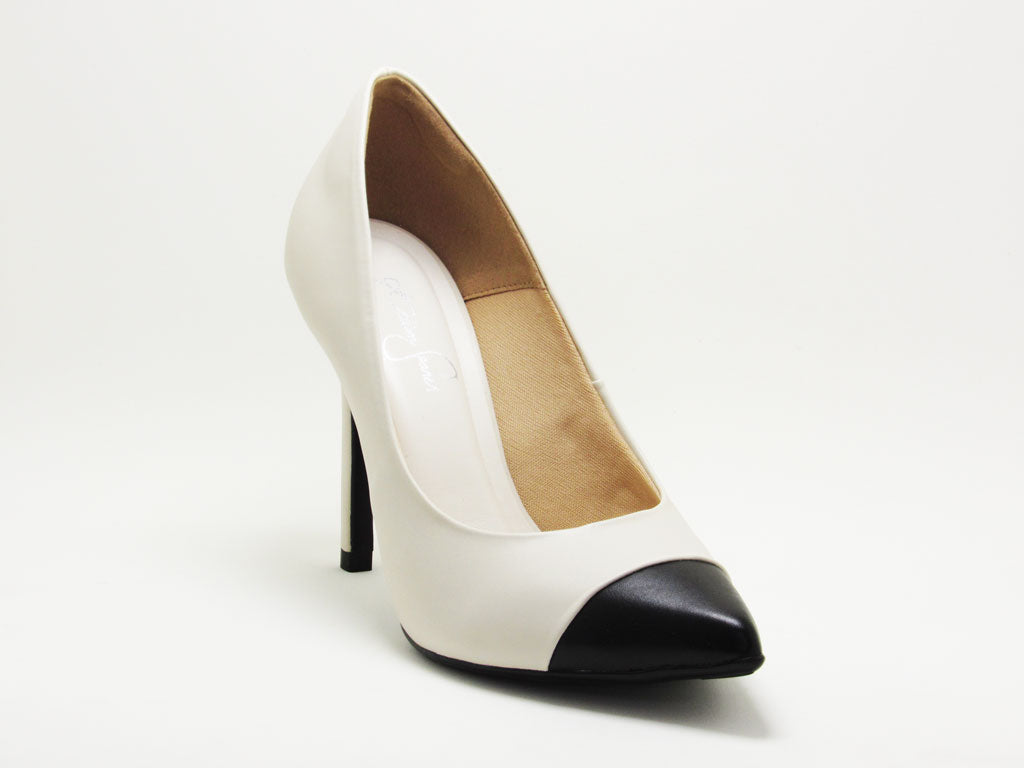 Scarpin Off White Bicolor Preto