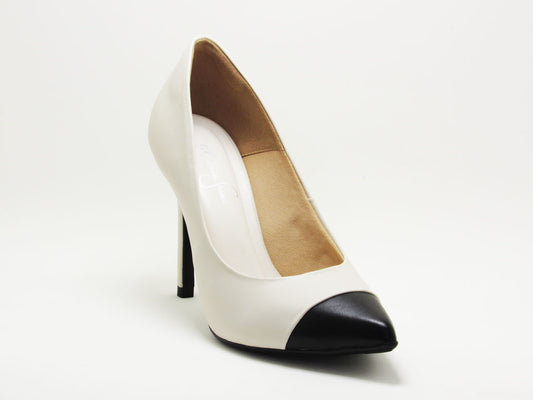 Scarpin Off White Bicolor Preto
