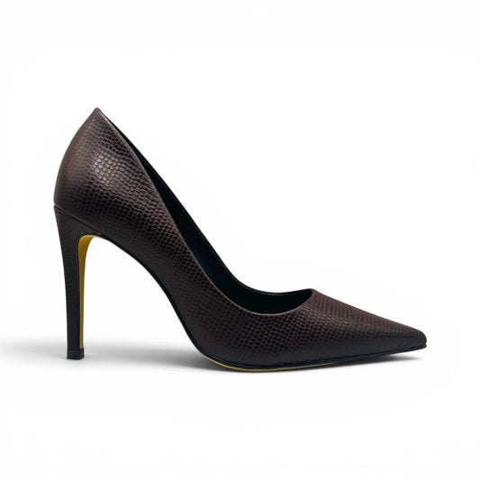 Scarpin Marrom em Couro Craquelado Lilian Soares