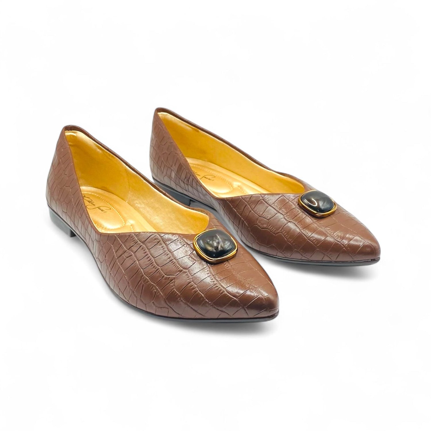 Sapatilha Croco Marrom Confort com Fivela