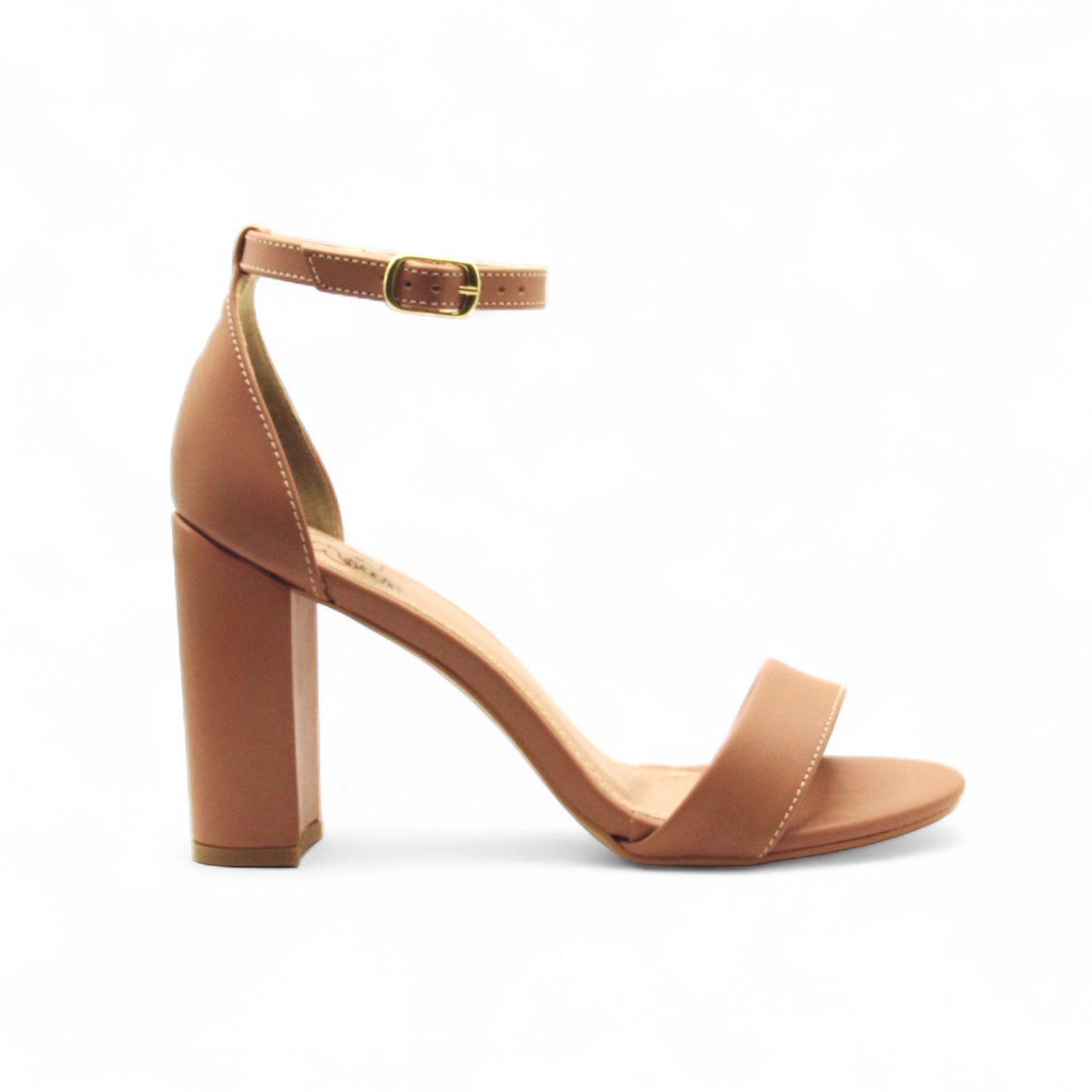 Sandália Gisele Nude Capuccino Salto Bloco - Lilian Soares