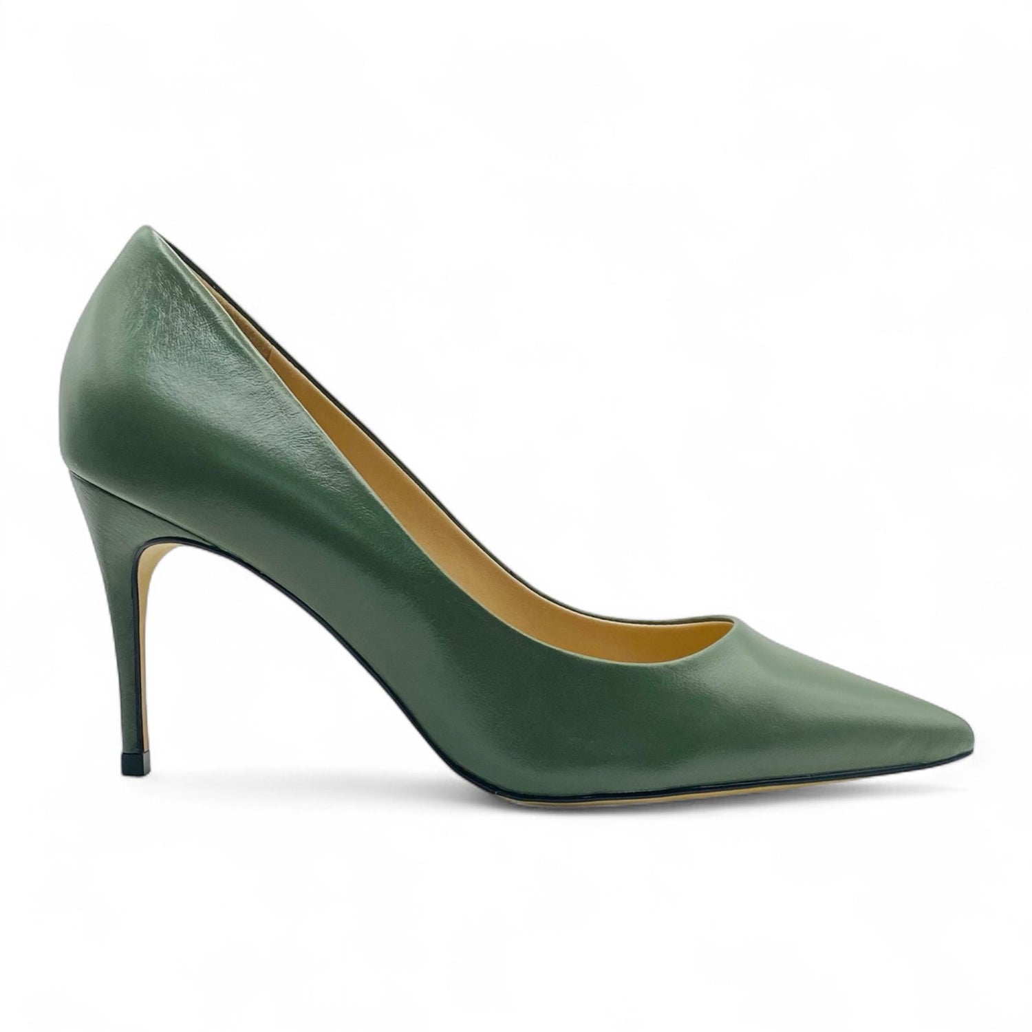 Scarpin Verde Oliva em Couro Salto 8cm - Lilian Soares
