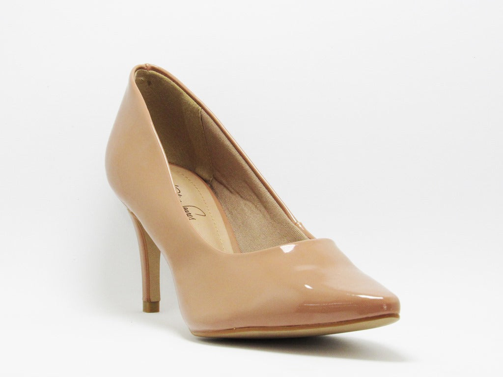 Scarpin Verniz Nude Salto Médio