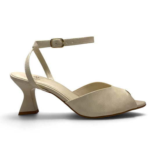 Sandalia Off White Peep Toe Salto Escultural Lilian Soares