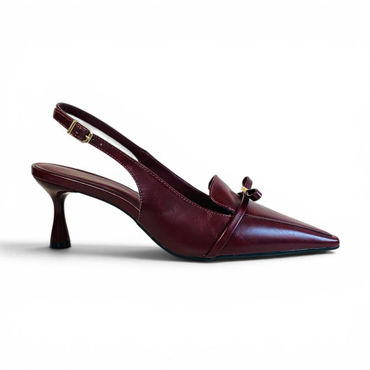 Scarpin Slingback Bordo com Laço Lilian Soares