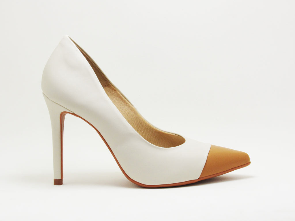 Scarpin Off White Bicolor Caramelo