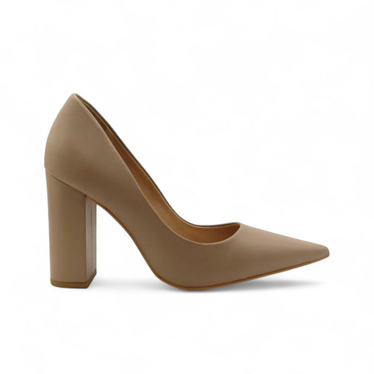 Scarpin Taupe Salto Bloco Alto - Lilian Soares by Michelle Bolsonaro