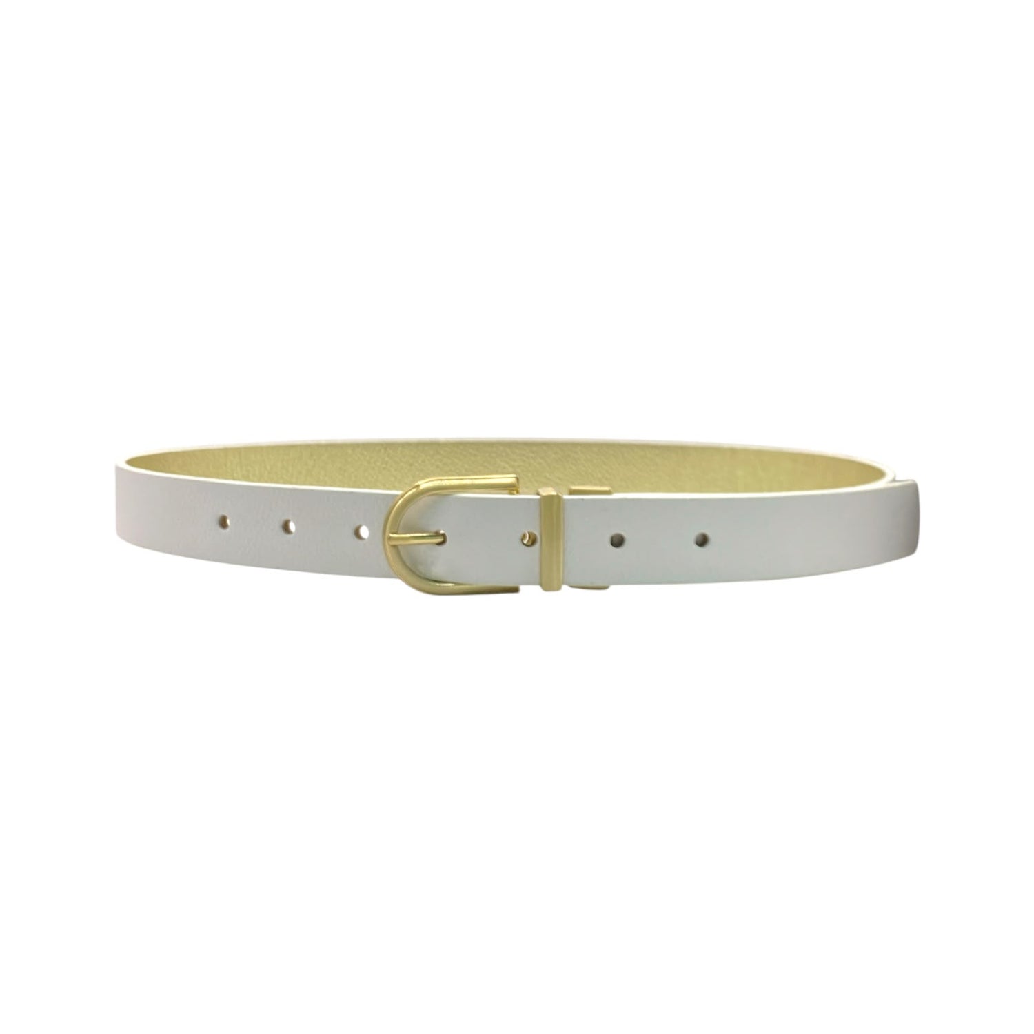 Cinto em Couro 2 em 1 Dourado e Branco - Lilian Soares