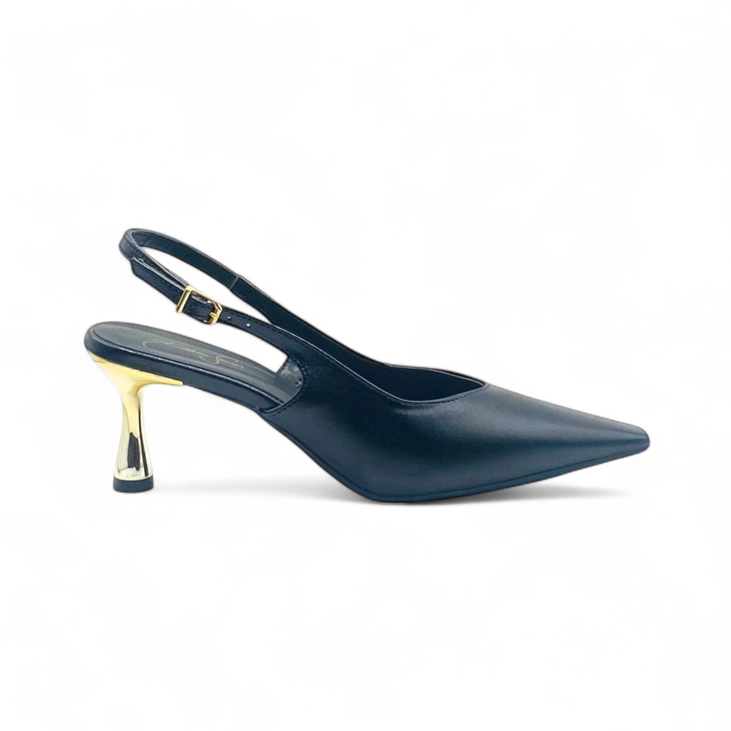 Slingback  Preto com Salto Dourado - Lilian Soares