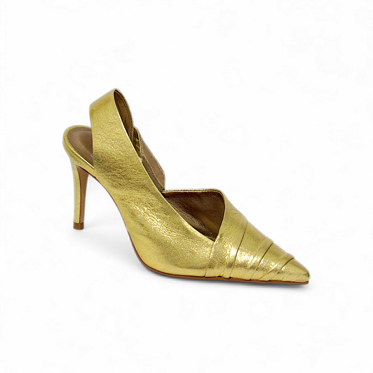 Scarpin Chanel Dourado Drapeado Carrano - Lilian Soares