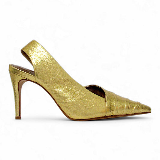 Scarpin Chanel Dourado Drapeado Carrano - Lilian Soares