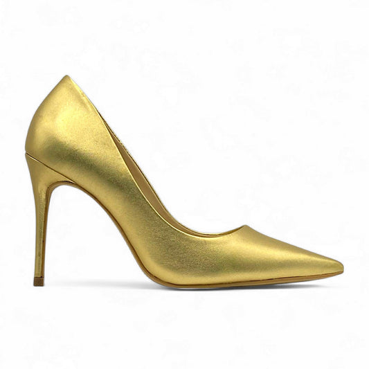 Scarpin Dourado em Couro Salto Alto Premium - Lilian Soares