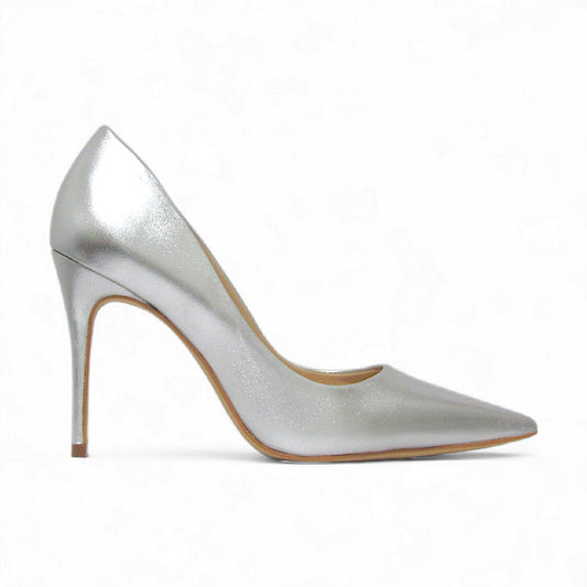 Scarpin Prata em Couro Salto Alto Premium - Lilian Soares