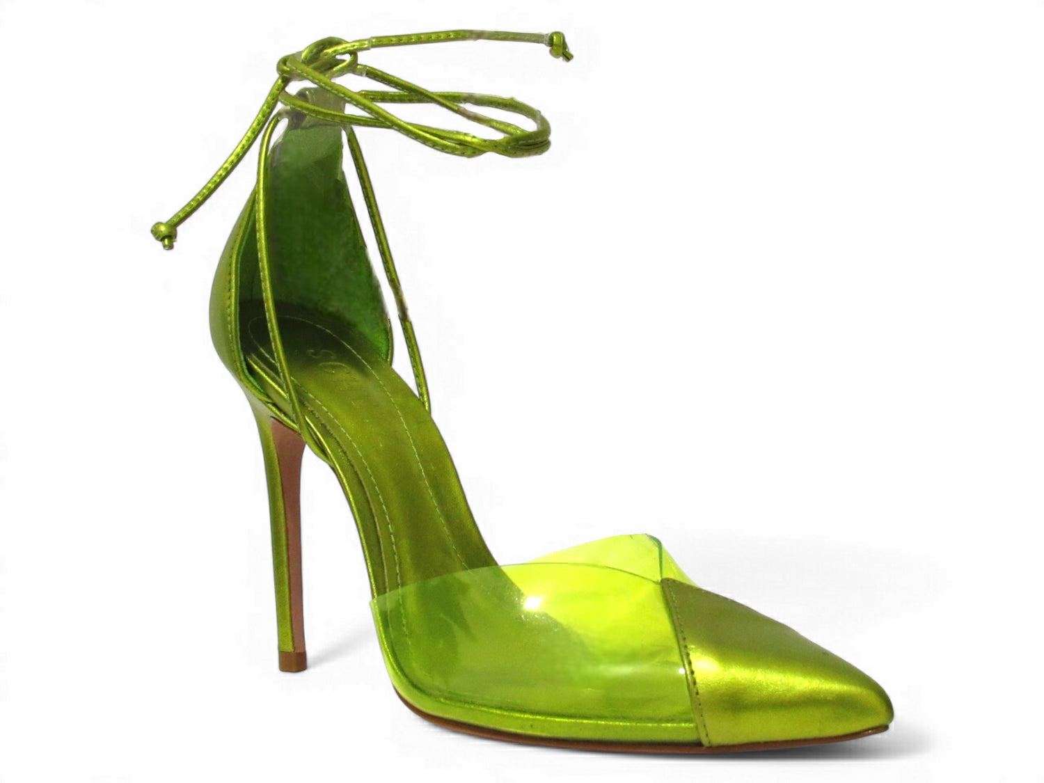 Scarpin Chanel Vinil Verde Limão Metalizado Schutz - Lilian Soares