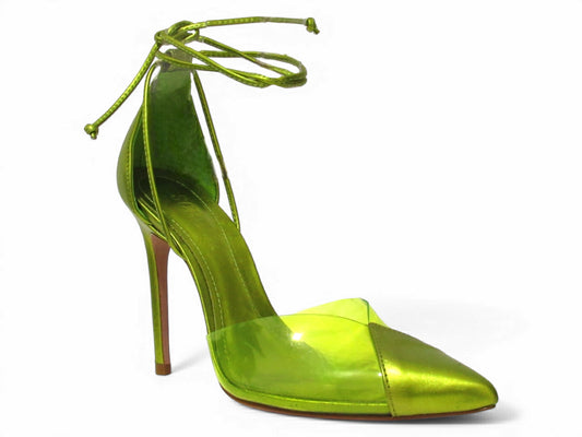Scarpin Chanel Vinil Verde Limão Metalizado Schutz - Lilian Soares