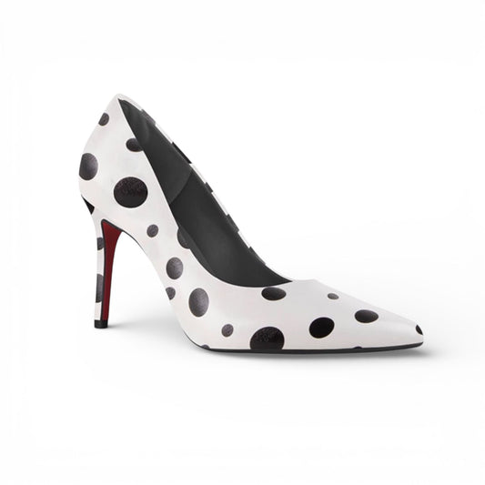 Scarpin Poa Branco e Preto Médio - Lilian Soares