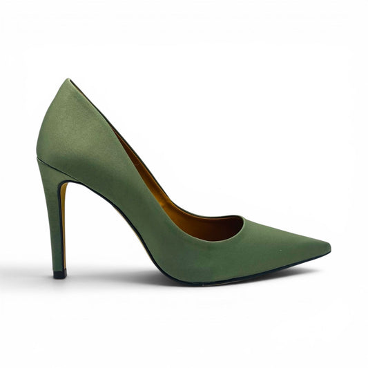 Scarpin Verde Cetim Salto Alto Lilian Soares