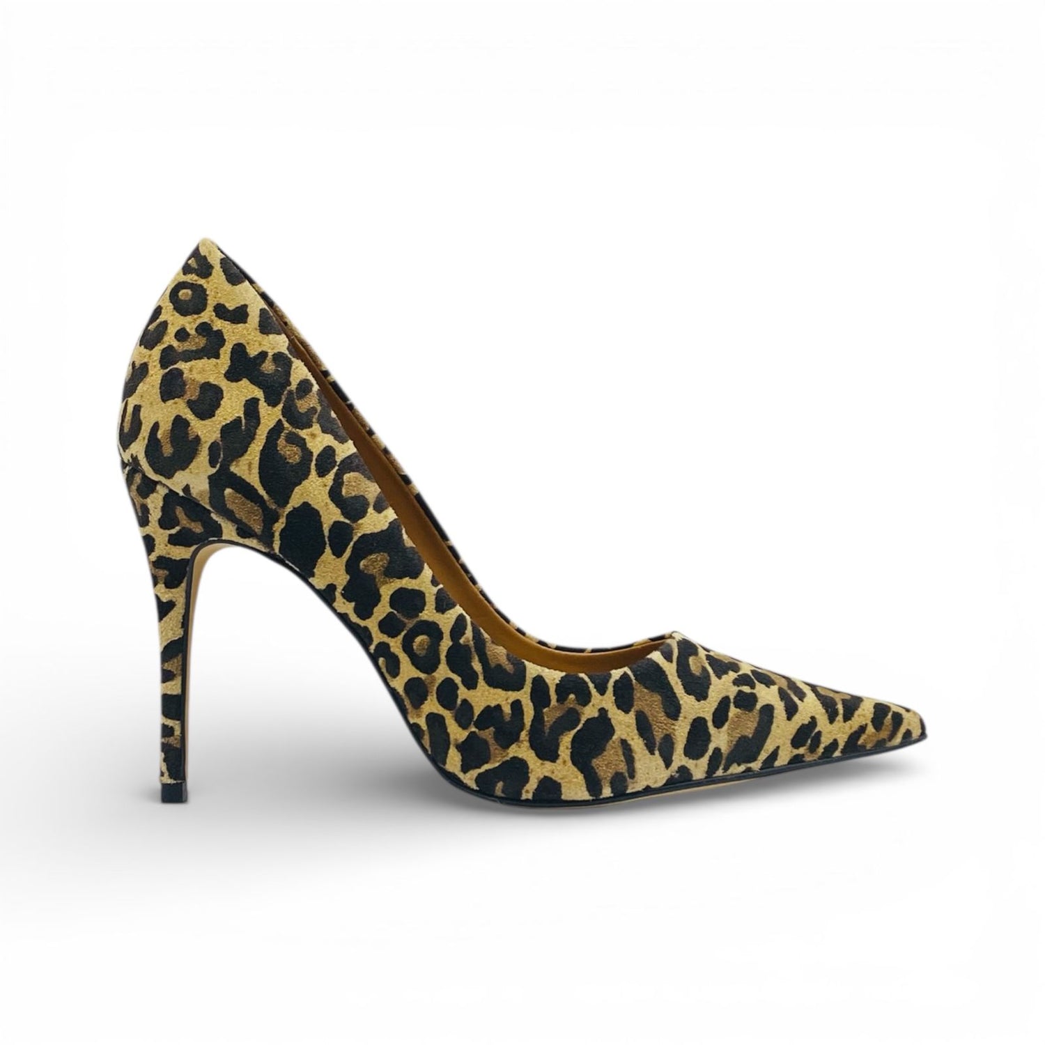 Scarpin Leopardo em Couro Camurça Salto Agulha 10cm Lilian Soares