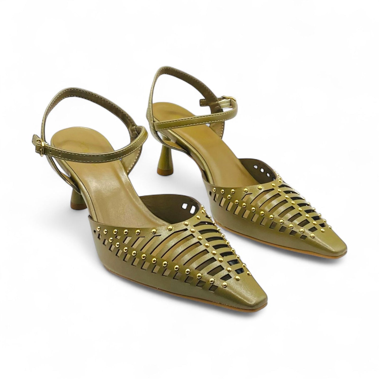 Slingback Verde Oliva com Recortes a Laser - Lilian Soares