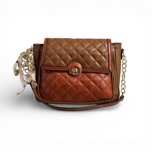 Bolsa Marrom e Bordo com Metalassê e Lenço - Lilian Soares