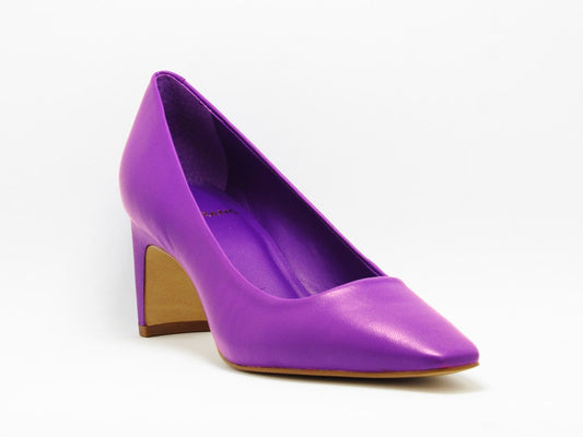 Scarpin Roxo Vileta Carrano Salto Baixo Geométrico