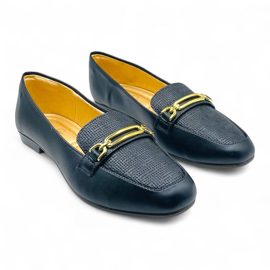 Loafer Preto com Bridão Dourado