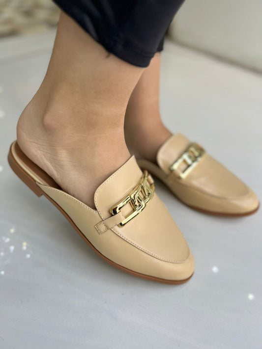 Mule Nude Creme com Fivela