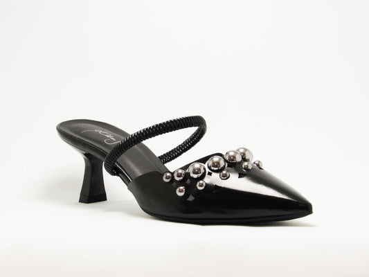 Scarpin Slingback Preto com Ilhós - Lilian Soares