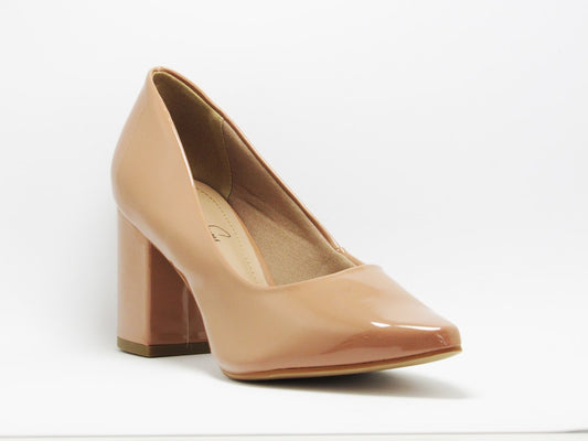 Scarpin Nude Verniz Salto Bloco