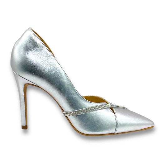 Scarpin Prata Strass Couro Lilian Soares