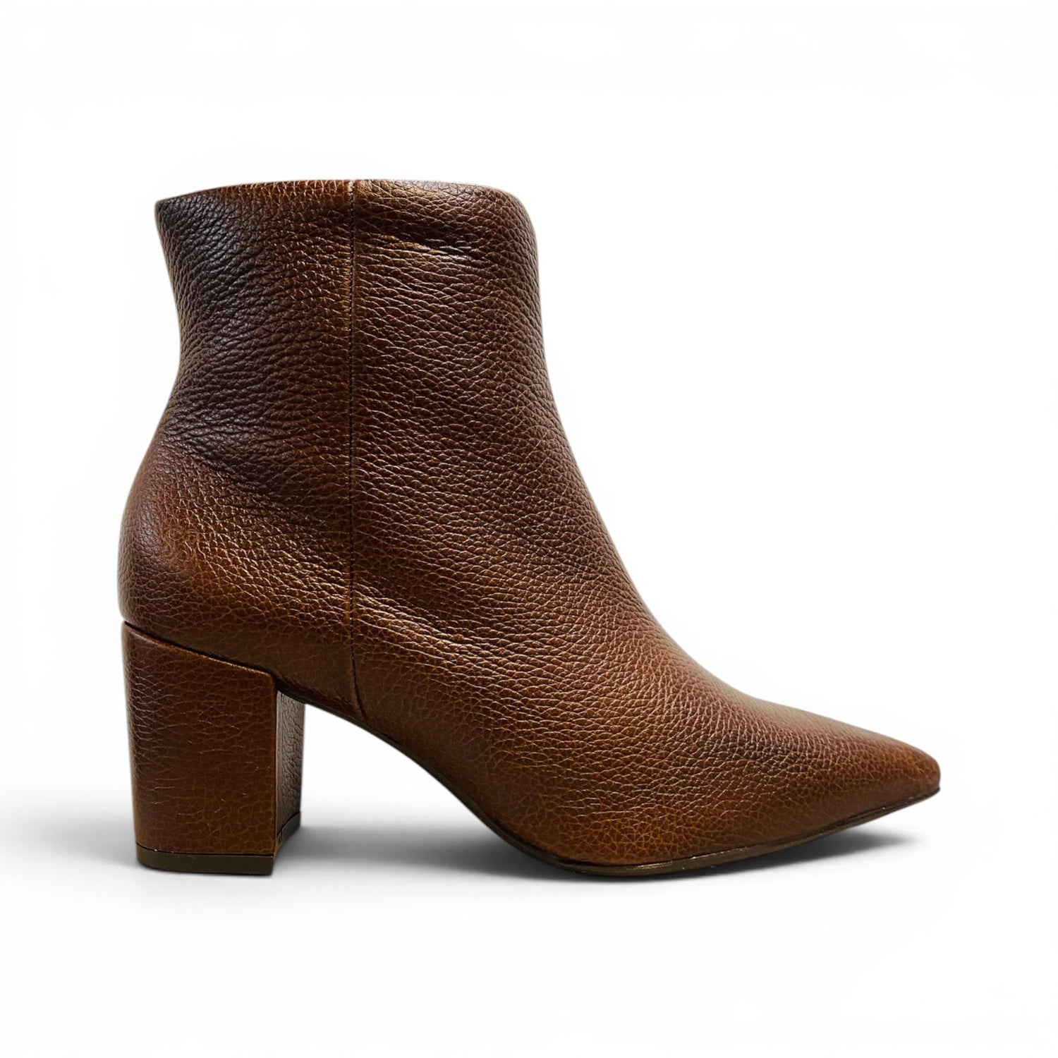 Bota Marrom em Couro com Salto Bloco