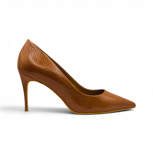 Scarpin Premium Marrom Texturizado em Couro Lilian Soares