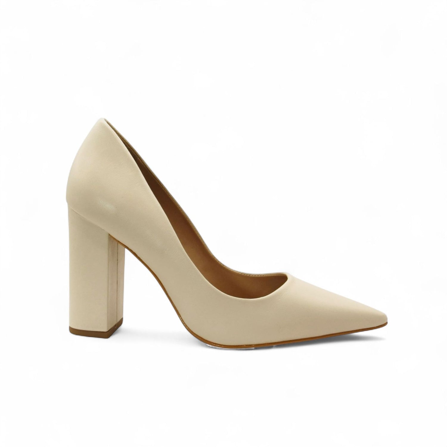 Scarpin Off White Salto Bloco Alto - Lilian Soares by Michelle Bolsonaro